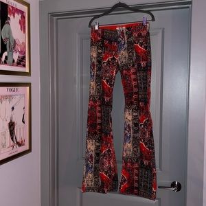 Free people print corduroy bell bottom pants